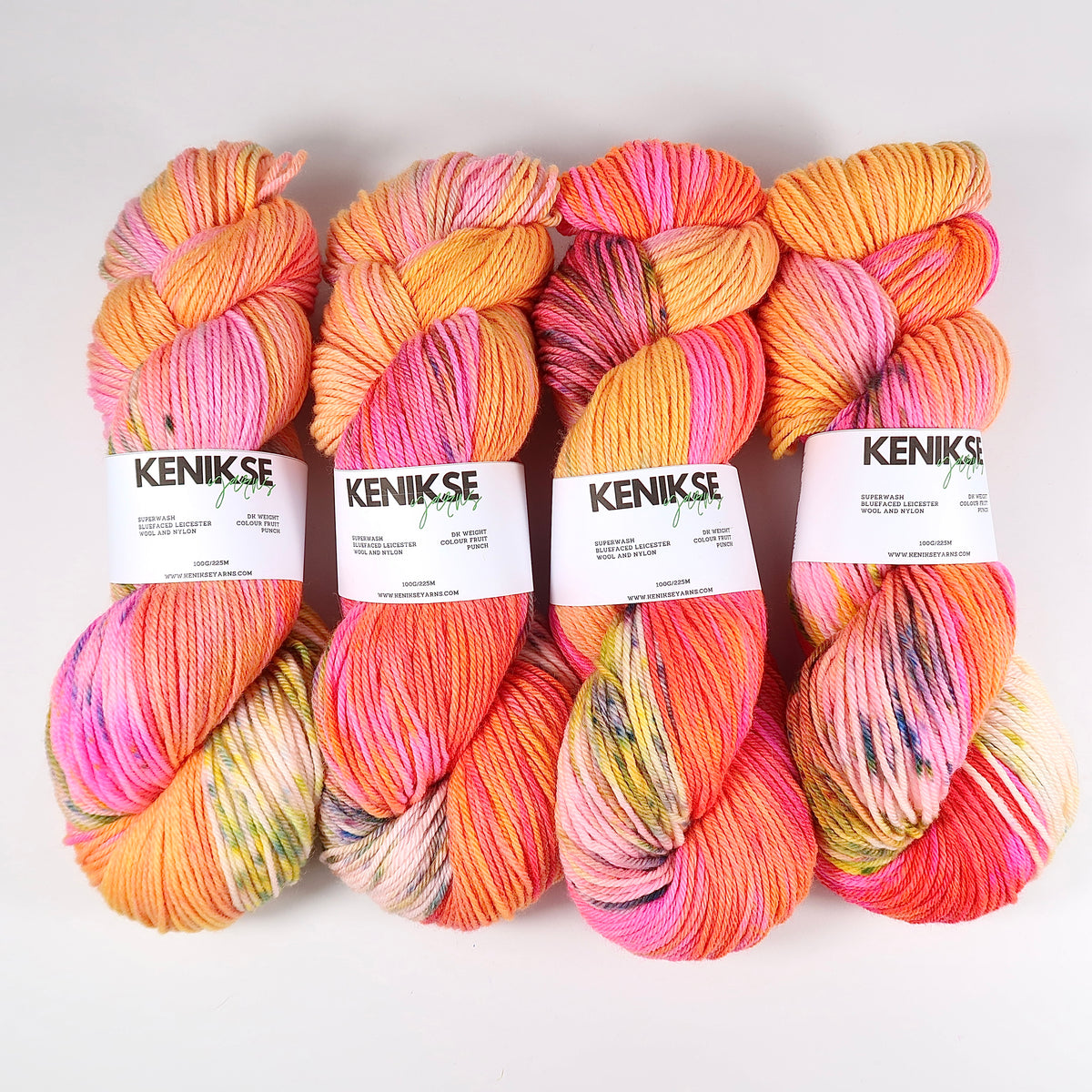 DK Superwash Bluefaced Leicester Wool and Nylon Yarn 100g in colour Fruit Punch