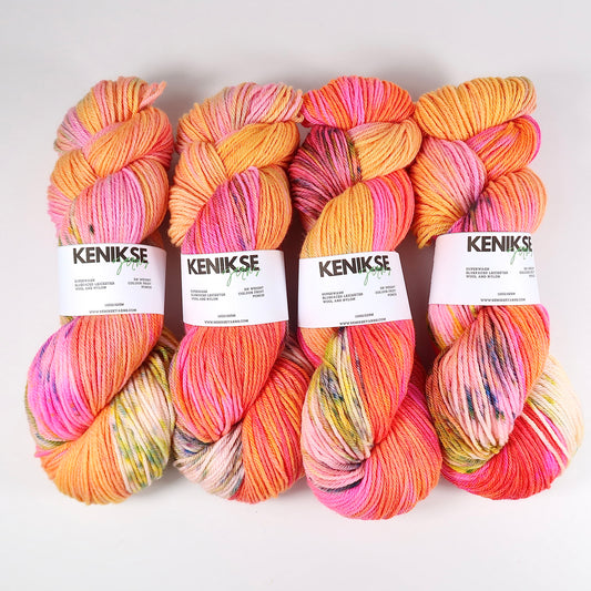 DK Superwash Bluefaced Leicester Wool and Nylon Yarn 100g in colour Fruit Punch
