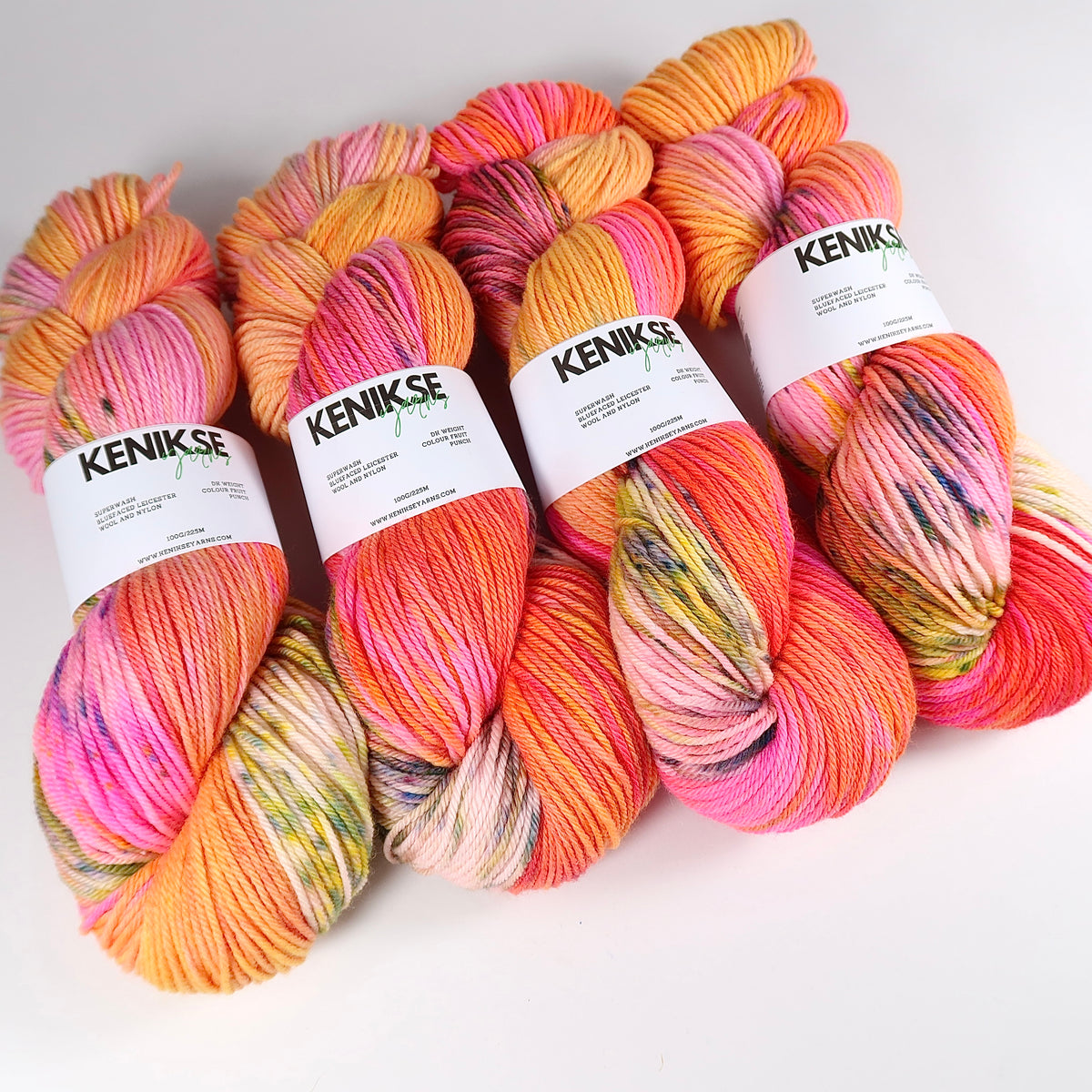 DK Superwash Bluefaced Leicester Wool and Nylon Yarn 100g in colour Fruit Punch