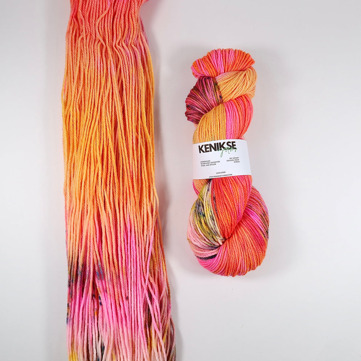 DK Superwash Bluefaced Leicester Wool and Nylon Yarn 100g in colour Fruit Punch