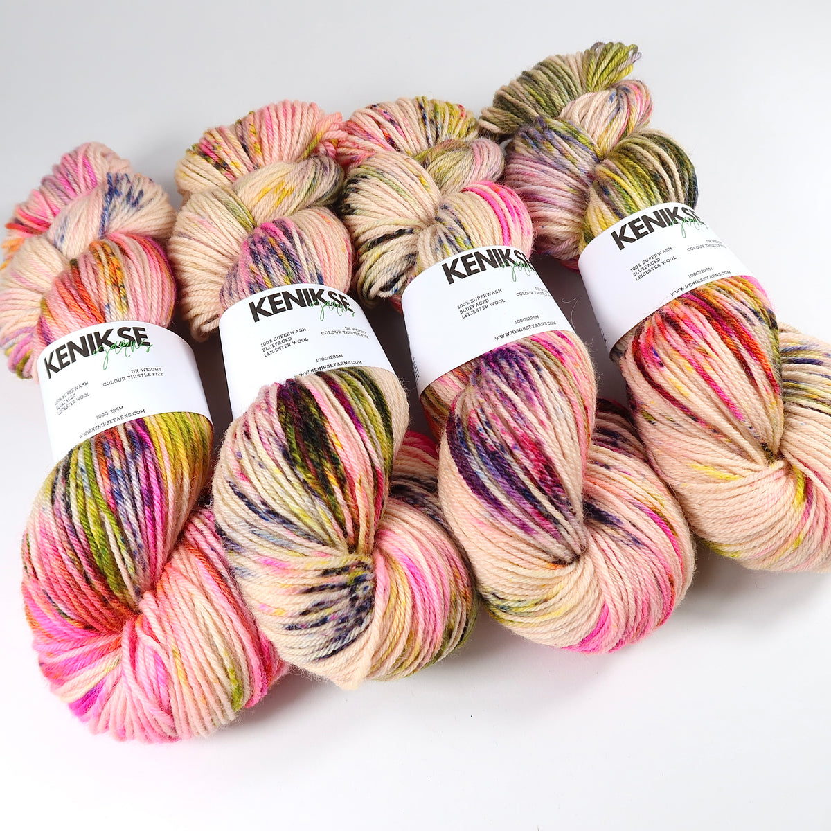 DK Superwash Bluefaced Leicester Wool and Nylon Yarn 100g in colour Thistle Fizz