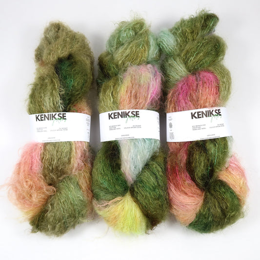 DK Kid Fluff Mohair and Peruvian Highland Wool Yarn 100g in colour Spring Fever