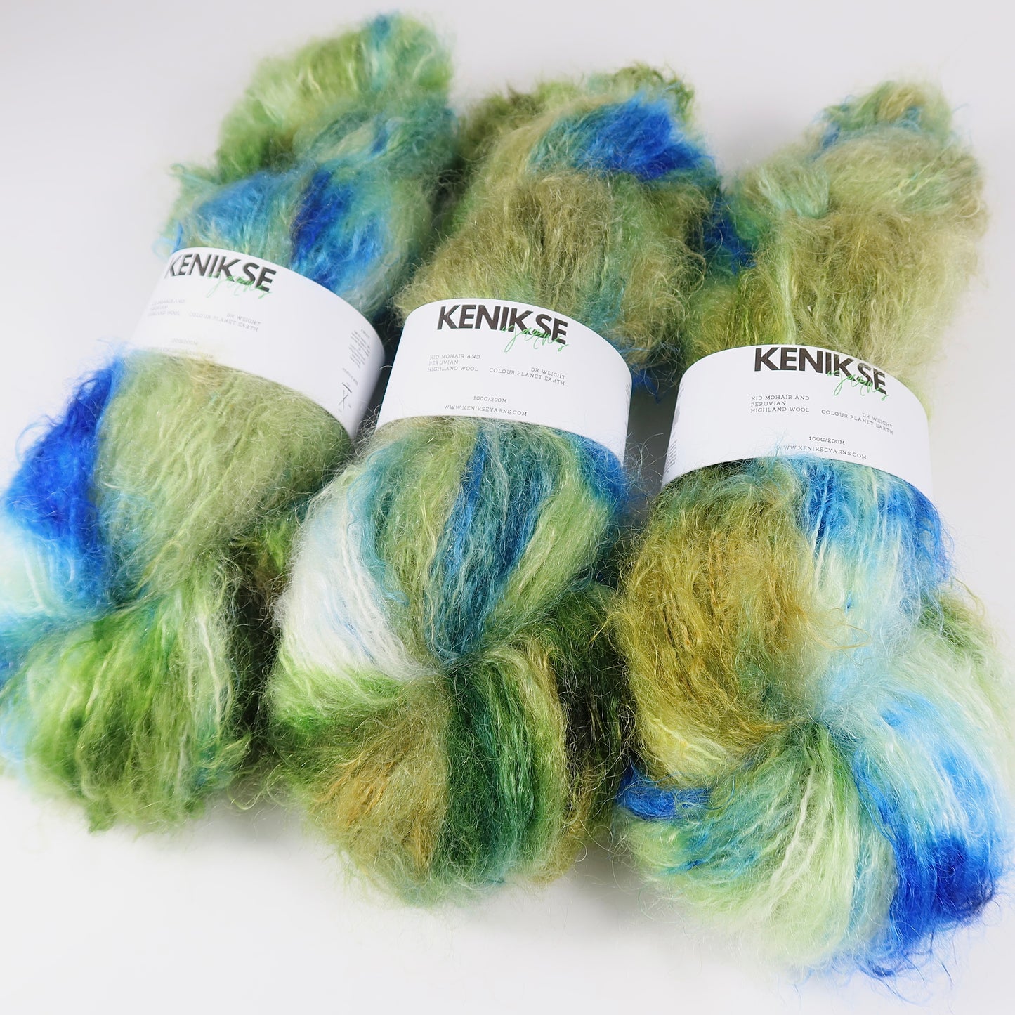 DK Kid Fluff Mohair and Peruvian Highland Wool Yarn 100g in colour Planet Earth