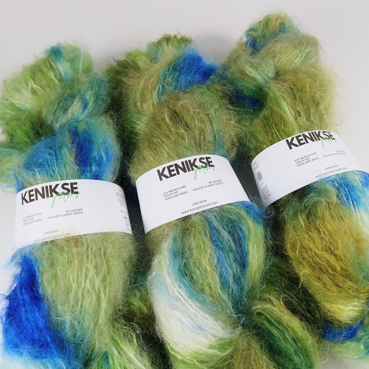 DK Kid Fluff Mohair and Peruvian Highland Wool Yarn 100g in colour Planet Earth