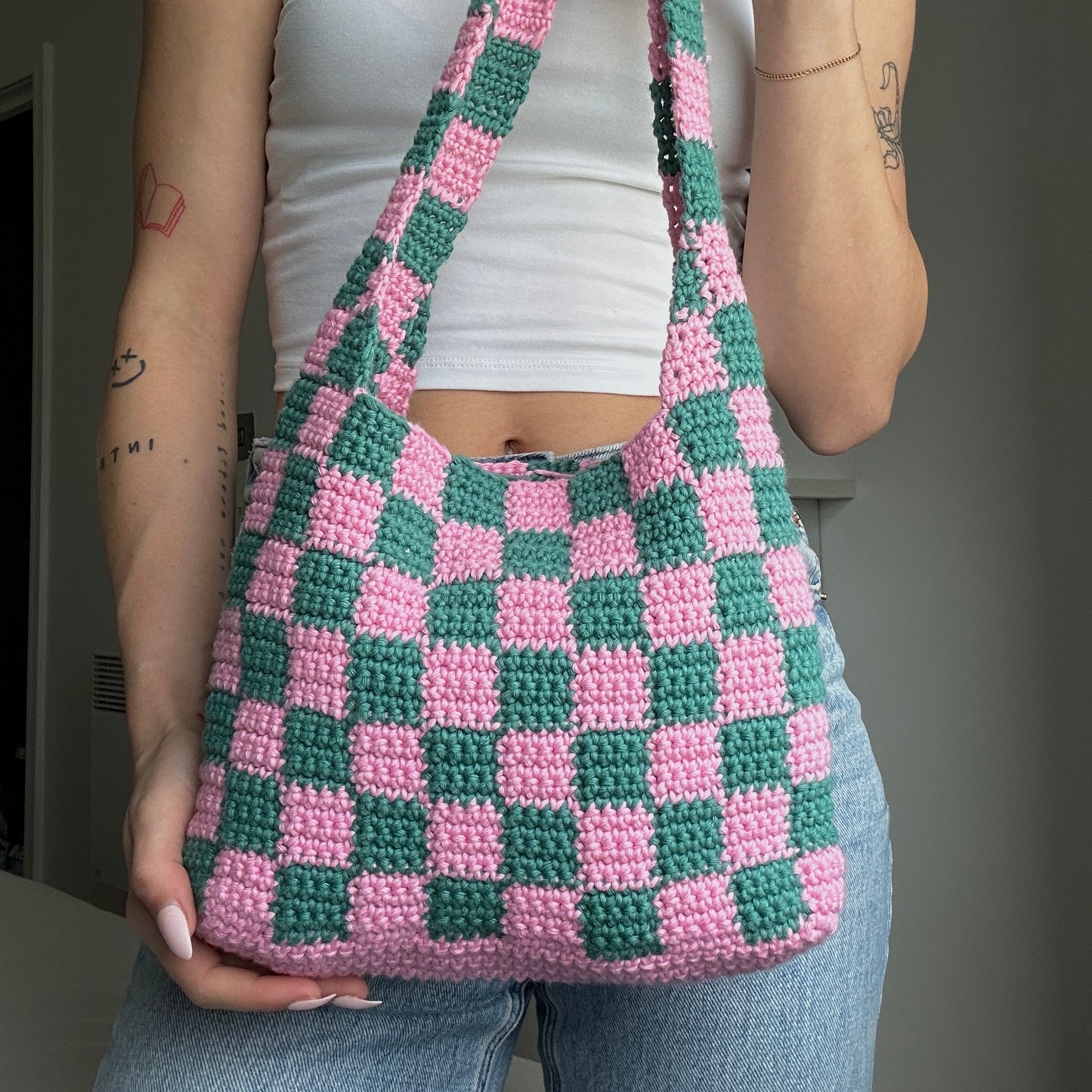 Crochet Checkered Tote Bag Pattern