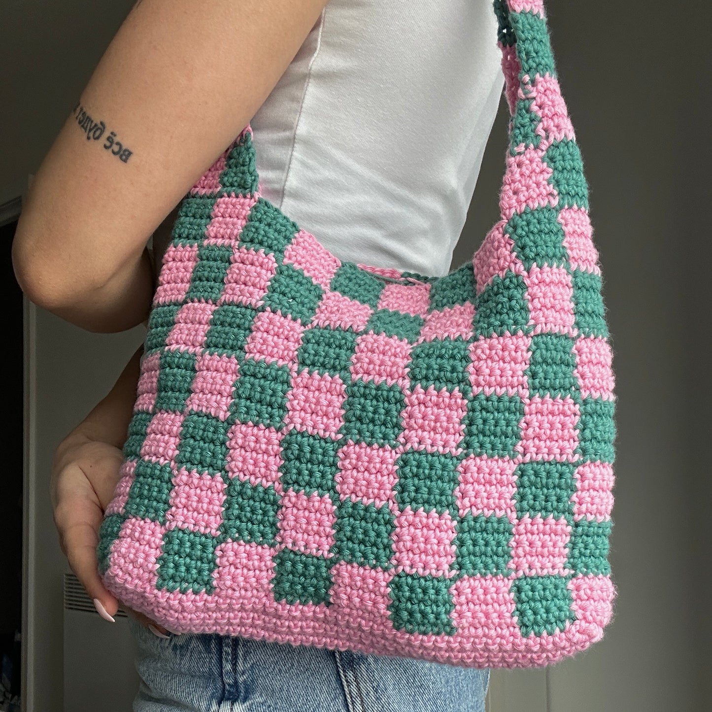 Crochet Checkered Tote Bag Pattern