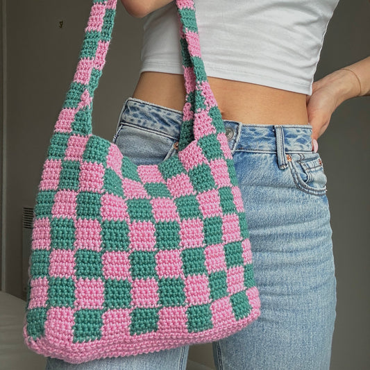 Crochet Checkered Tote Bag Pattern