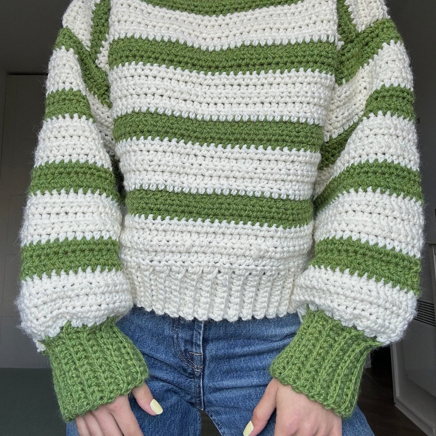 Crochet Chunky Striped Sweater Pattern