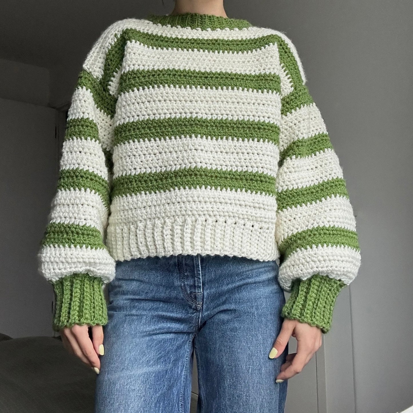 Crochet Chunky Striped Sweater Pattern